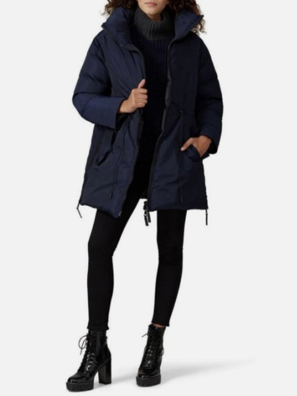 Club Monaco trapeze statement puffer coat jacket navy blue unisex size L